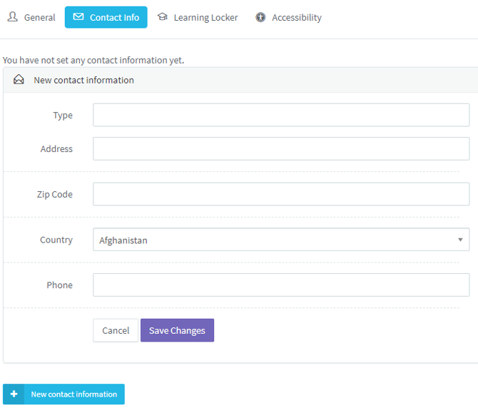 Pedagoo configure your Contact Info